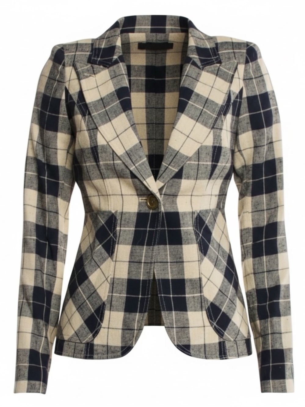 NWT Smythe Patch Pocket Duchess Blazer Navy Plaid Pristine 4